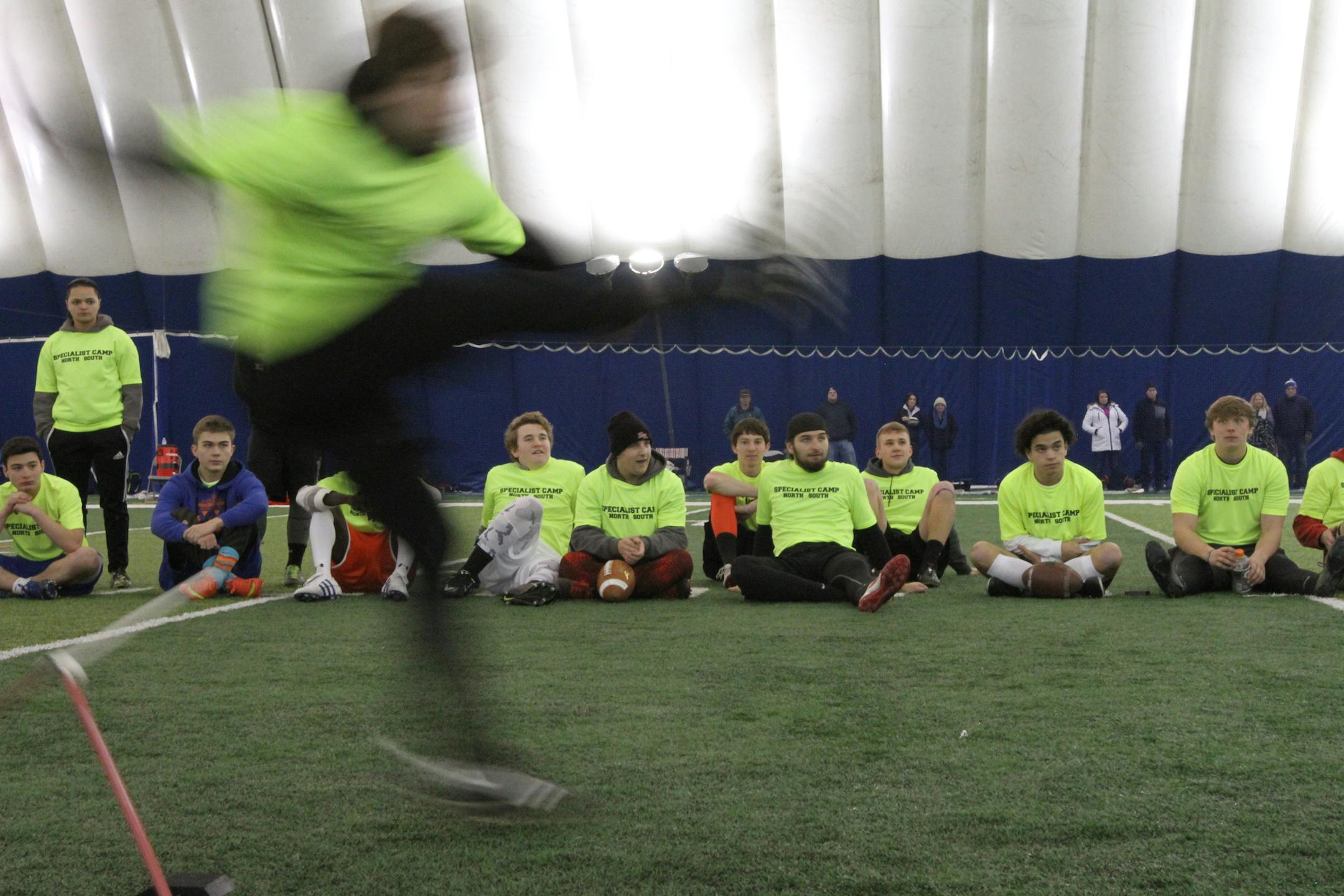 Dozens of football kickers from junior and senior high school and college took part in Special Teams Football Academyís Northern Specialist Camp at St. Cloud State University. The camp, one of many run by former Armstrong High School and University of St. Thomas kicker Chris Husby, is dedicated to the development of one of the most overlooked ñ often regrettably ñ parts of the high school game. ] (SHARI L. GROSS/STAR TRIBUNE) sgross@startribune.com; Photographed at St. Cloud State