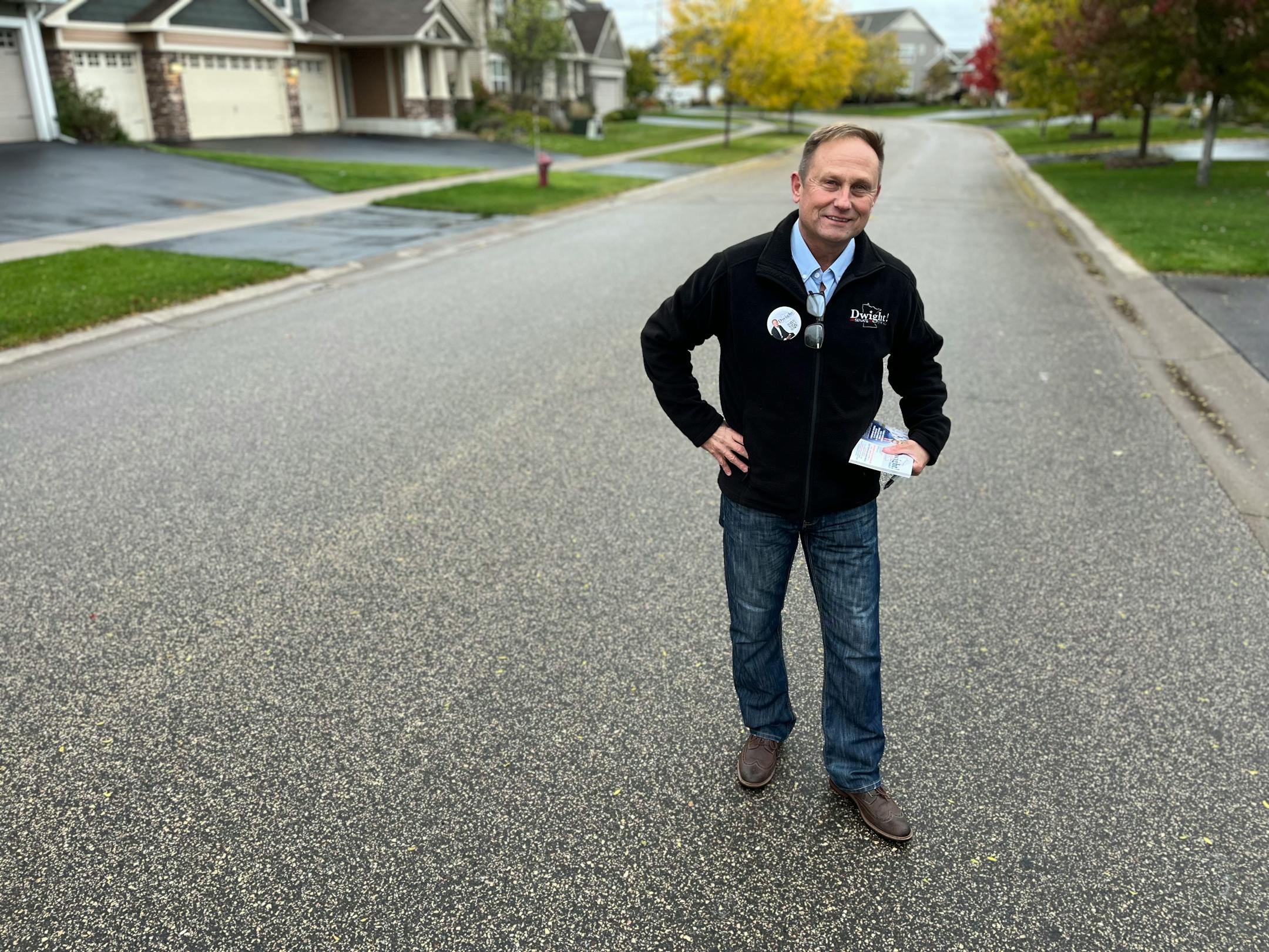 Republican state Senate candidate Dwight Dorau poses for a portrait while campaigning in Woodbury on Tuesday, Oct. 21, 2025.