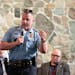 Minneapolis police chief Brian O'Hara speaks to a crowd during a law enforcement community dialogue Tuesday, May 23, 2023, at New Salem Baptist Church