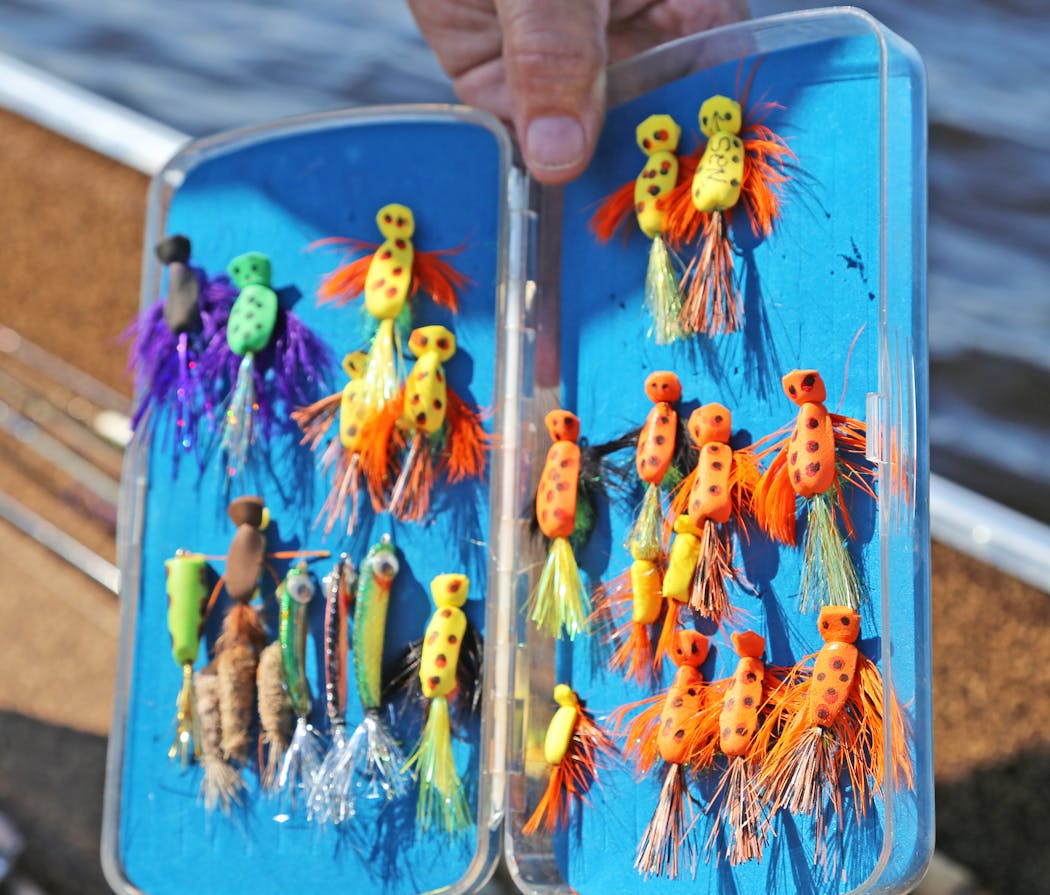 Poppers are cast to the surface by fly anglers and 