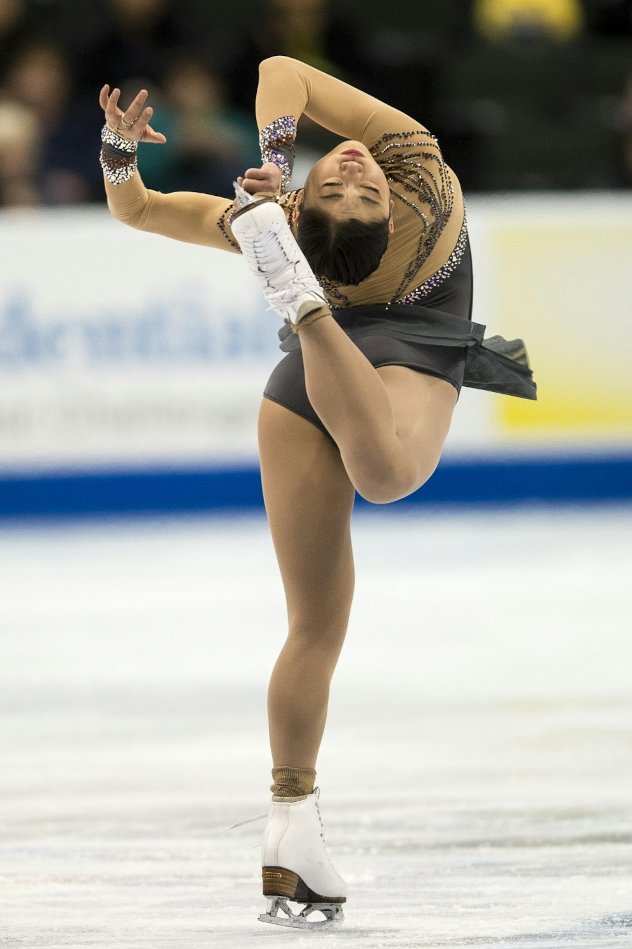 Mirai Nagasu performed in the Championship Ladies Short Program Thursday night. She is currently in first place with a score of 59.64 at the end of the first group.