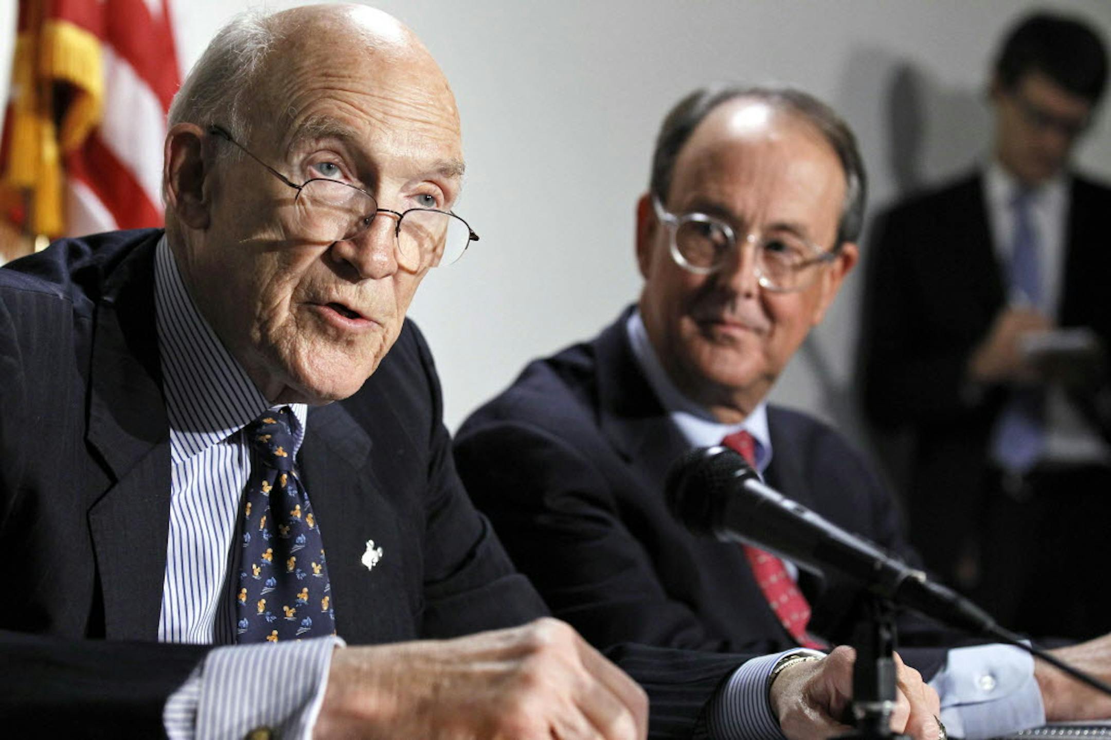 Erskine Bowles right, and former Wyoming Sen. Alan Simpson.