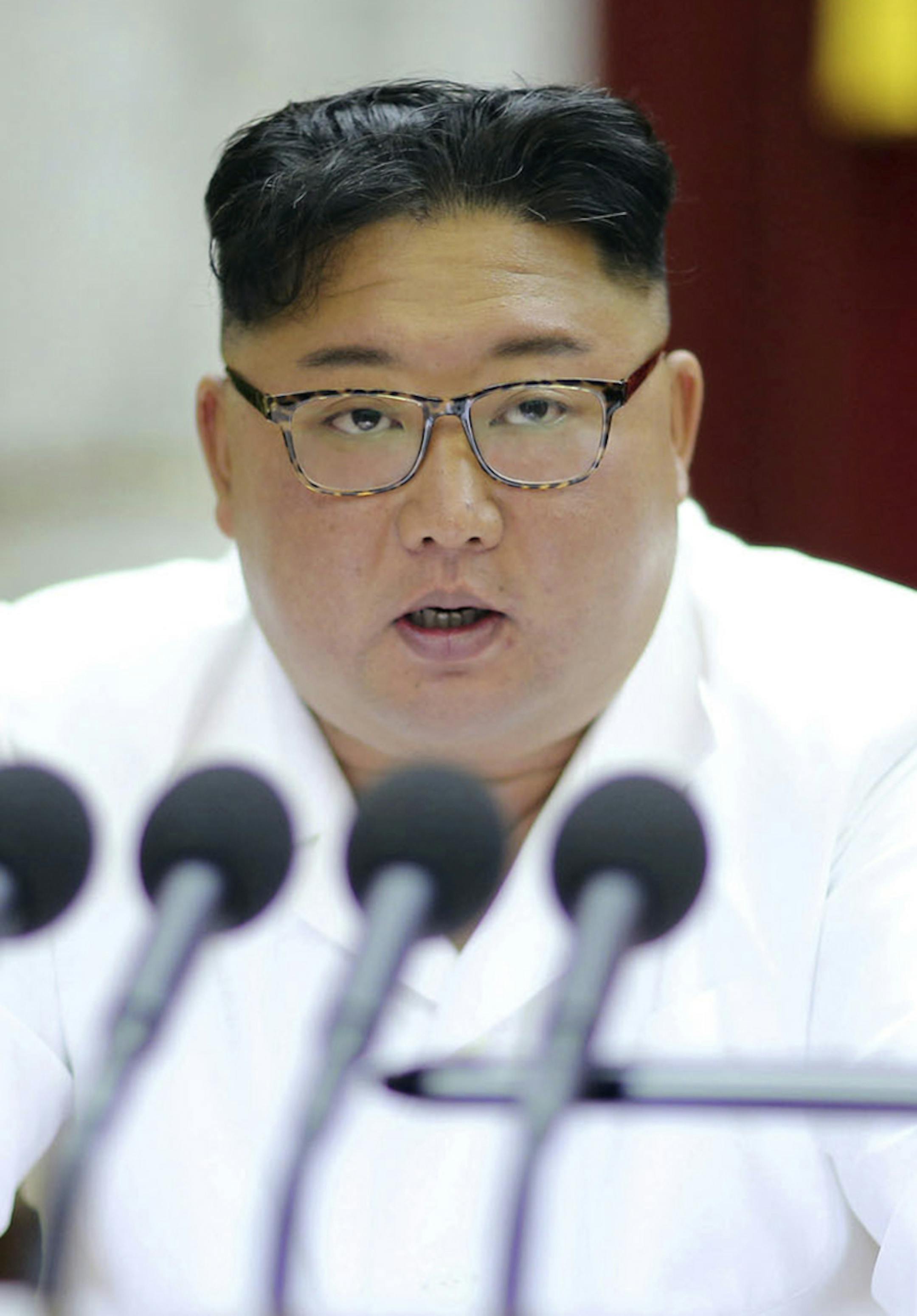 In this Sunday, Dec. 29, 2019, photo provided Monday, Dec. 30, by the North Korean government, North Korean leader Kim Jong Un speaks during a Workers’ Party meeting in Pyongyang, North Korea. North Korea opened Saturday, on Dec. 28, a high-profile political conference to discuss how to overcome “harsh trials and difficulties," state media reported Sunday, days before a year-end deadline set by Pyongyang for Washington to make concessions in nuclear negotiations. Independent journa