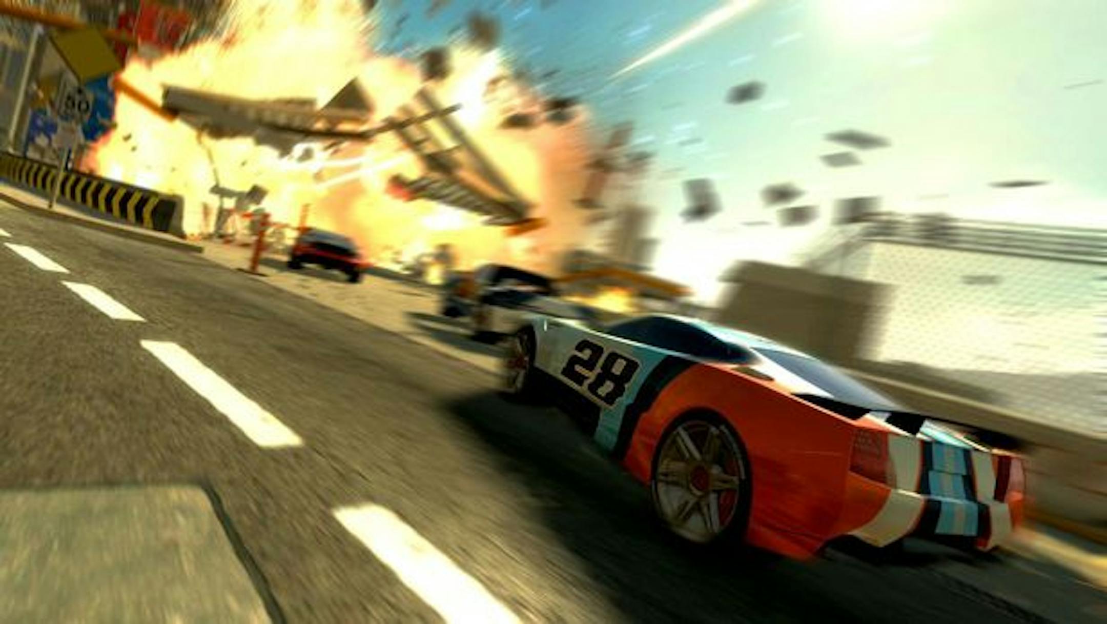 In this video game image released by Disney, a scene is shown from, "Split/Second."