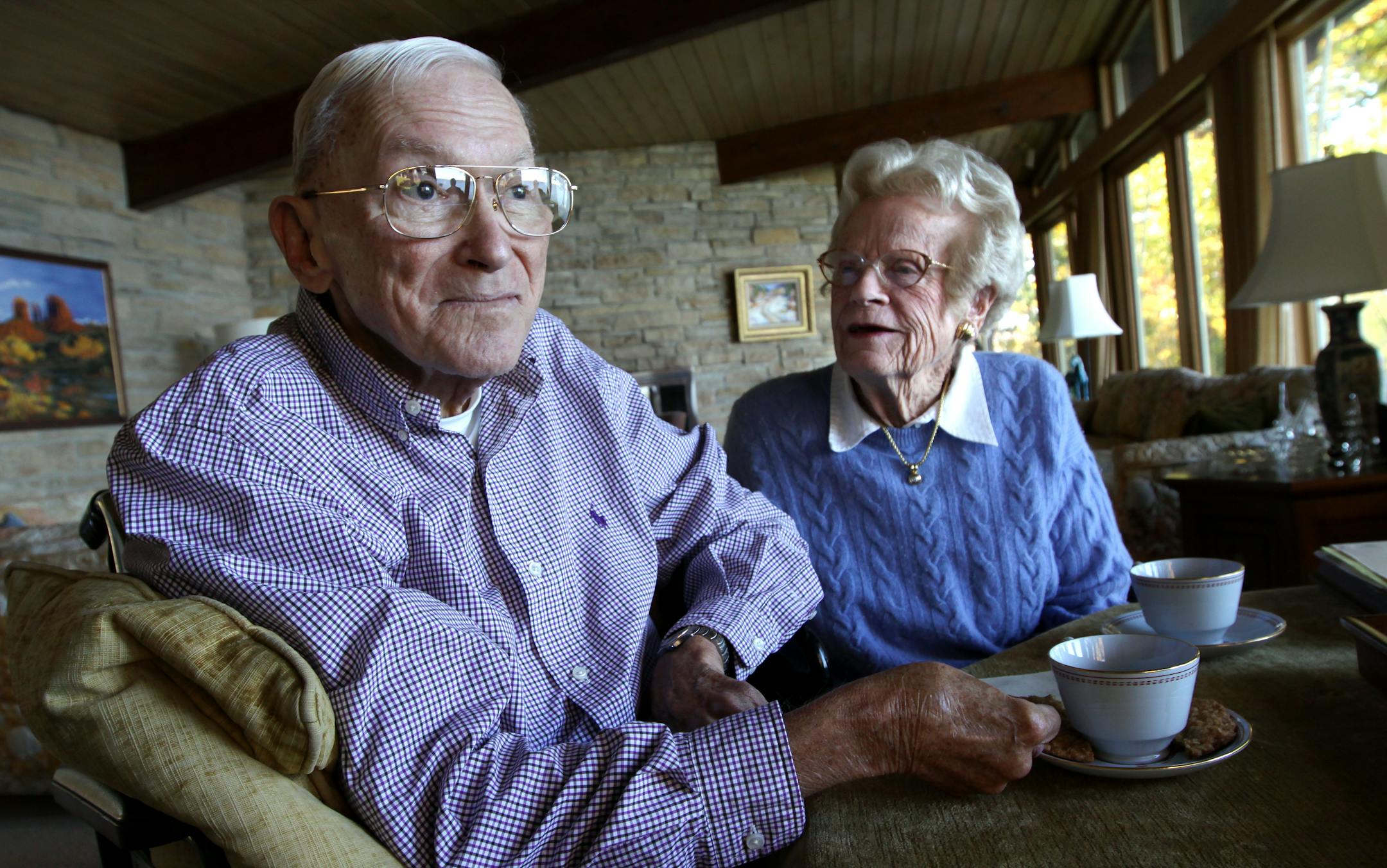 James Miles, 87, and his wife, Laura, in their Deephaven home.