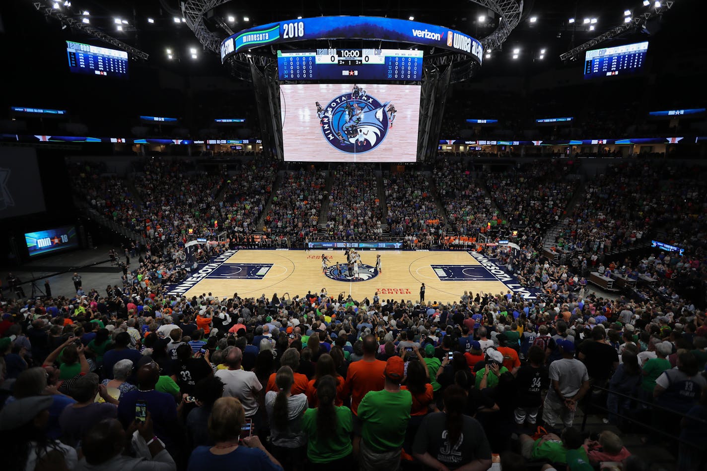 15,922 fans sold out Target Center for the 2018 WNBA All-Star game in Minneapolis, Minn. on Saturday, July 28, 2018. Minnesota Lynx forward Maya Moore was named MVP for the third year in a row. ] Shari L. Gross • shari.gross@startribune.com