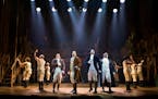 Lin-Manuel Miranda, center, and the cast of �Hamilton,� at the Richard Rodgers Theater in New York, July 11, 2015. Now on Broadway after an worshi
