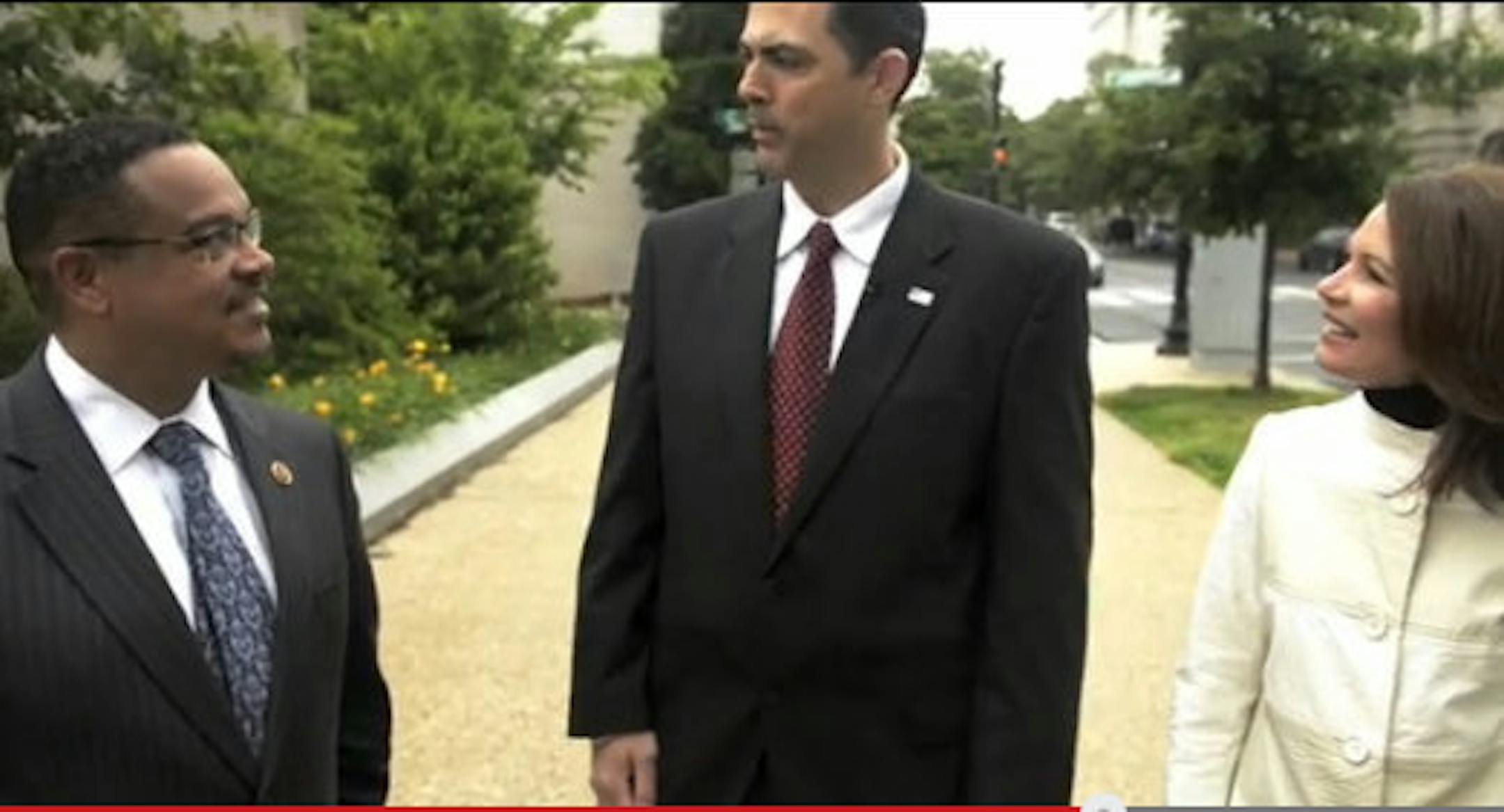 U.S. Reps. Michele Bachmann and Keith Ellison made cameo appearances in a comedy video that aired during the annual Radio and Television Correspondents Association dinner on Thursday.