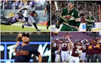 (Clockwise from top left) Dalvin Cook, Marcus Foligno, Tanner Morgan and Joe Ryan.