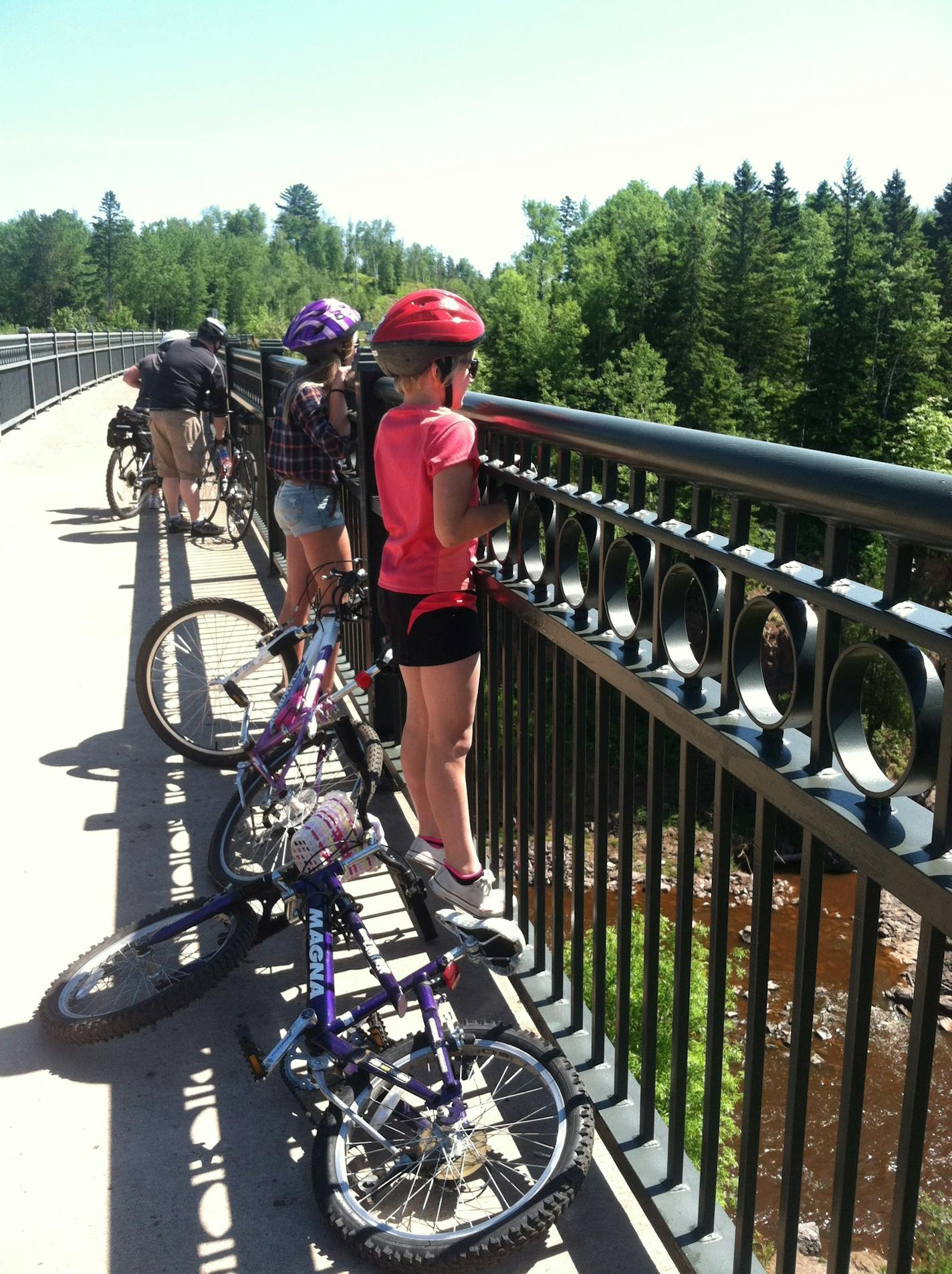 The Riemenschneider family biked for 7 miles along the Gitchi-Gami State Trail, a work in progress.