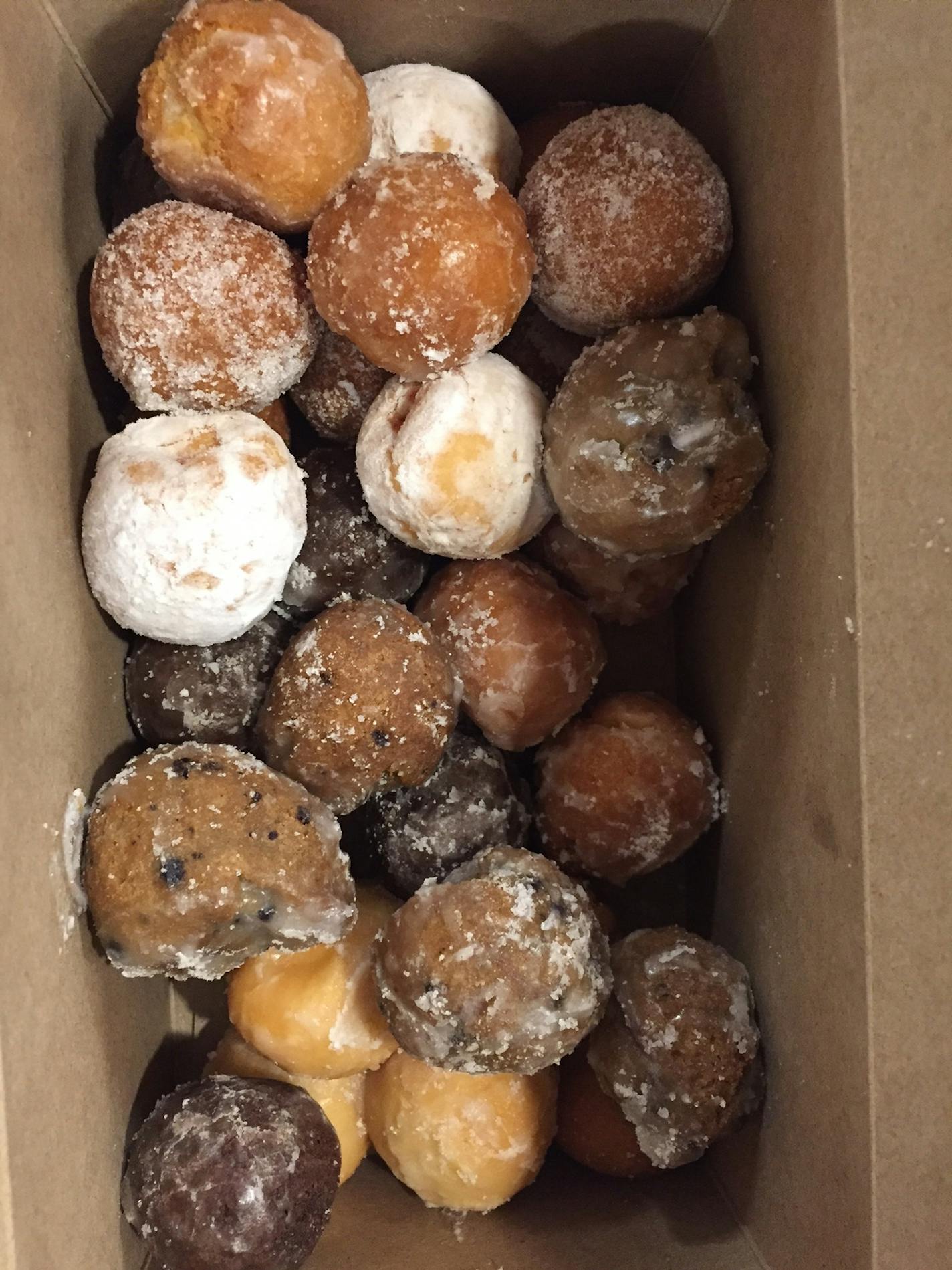 A box of donut holes, known as Timbits, from the new Tim Hortons at Mall of America, Novemer 15, 2016.