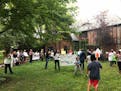 About 50 renters demonstrated Tuesday on the lawn of Minneapolis landlord Stephen Frenz's house on E. Harriet Parkway.