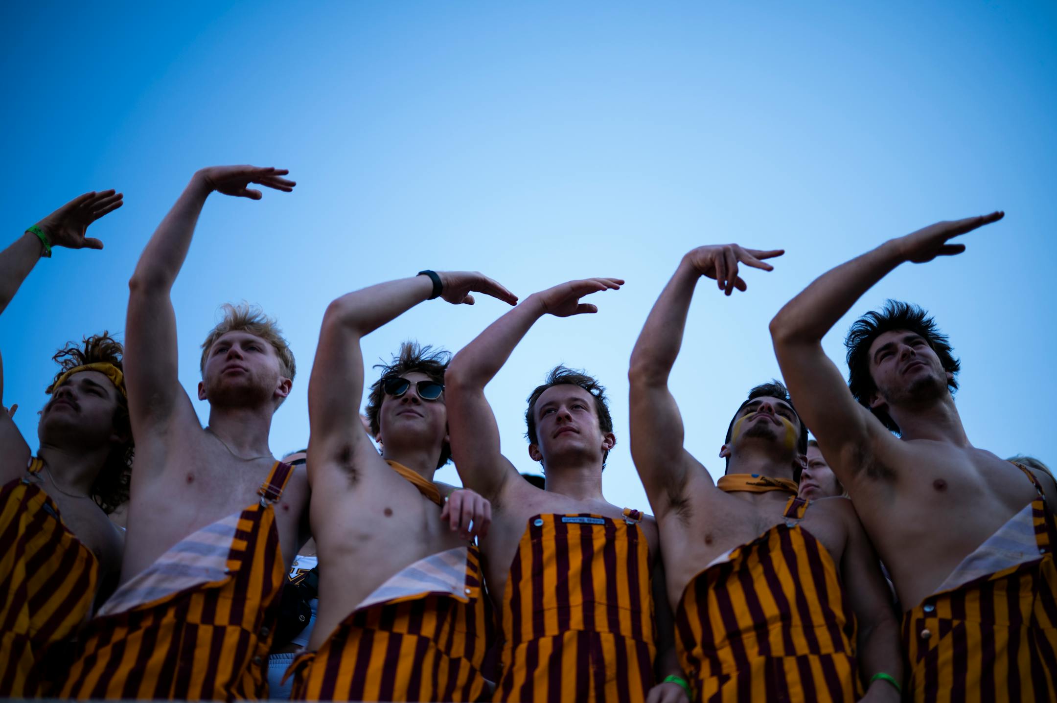 Fans in the student section take part in pregame festivities before the start of their game.