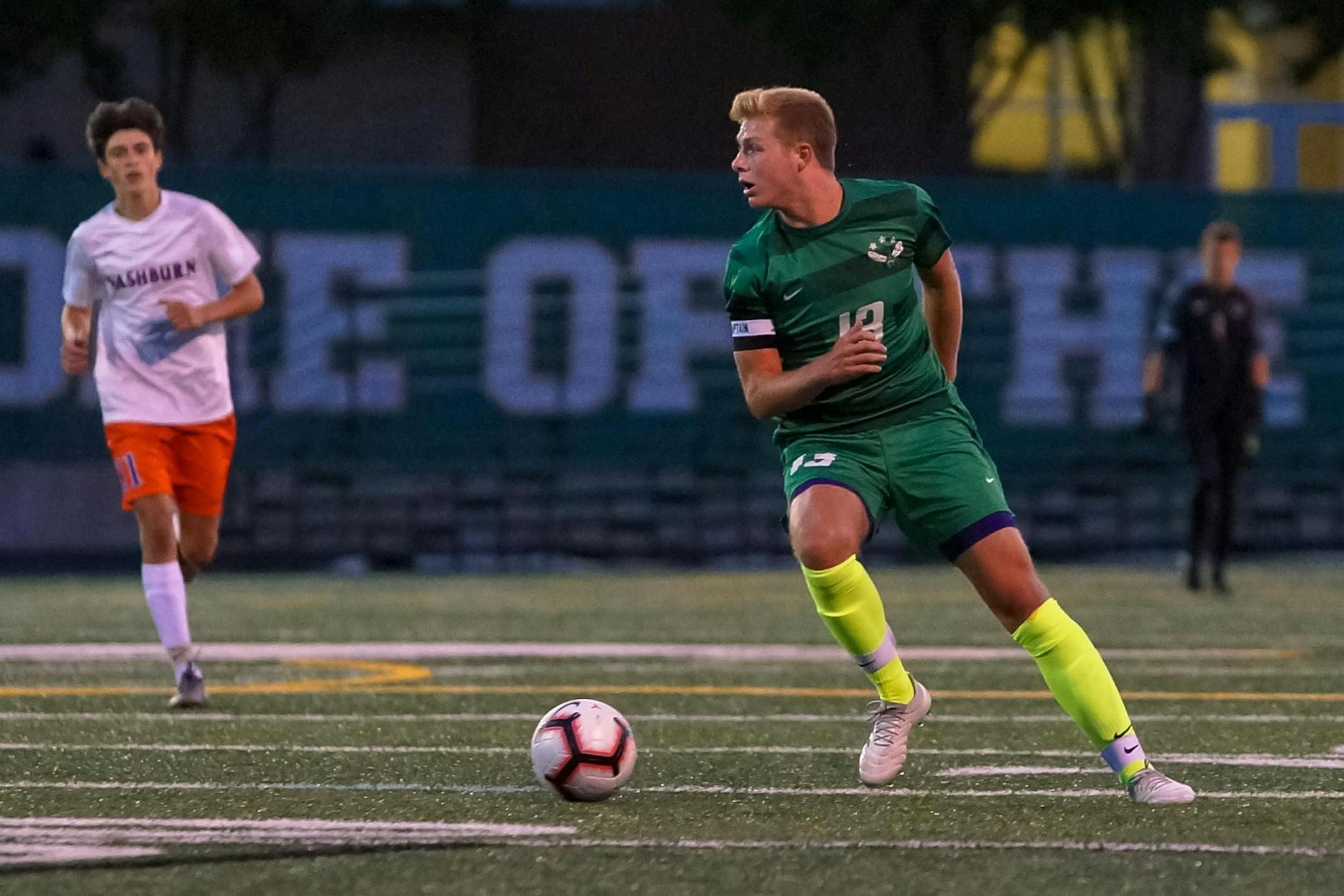 Edina's Will Swanda is a finalist for Mr. Soccer. Photo from Minneapolis Washburn vs. Edina, 8/22/19 Photo by Korey McDermott, SportsEngine