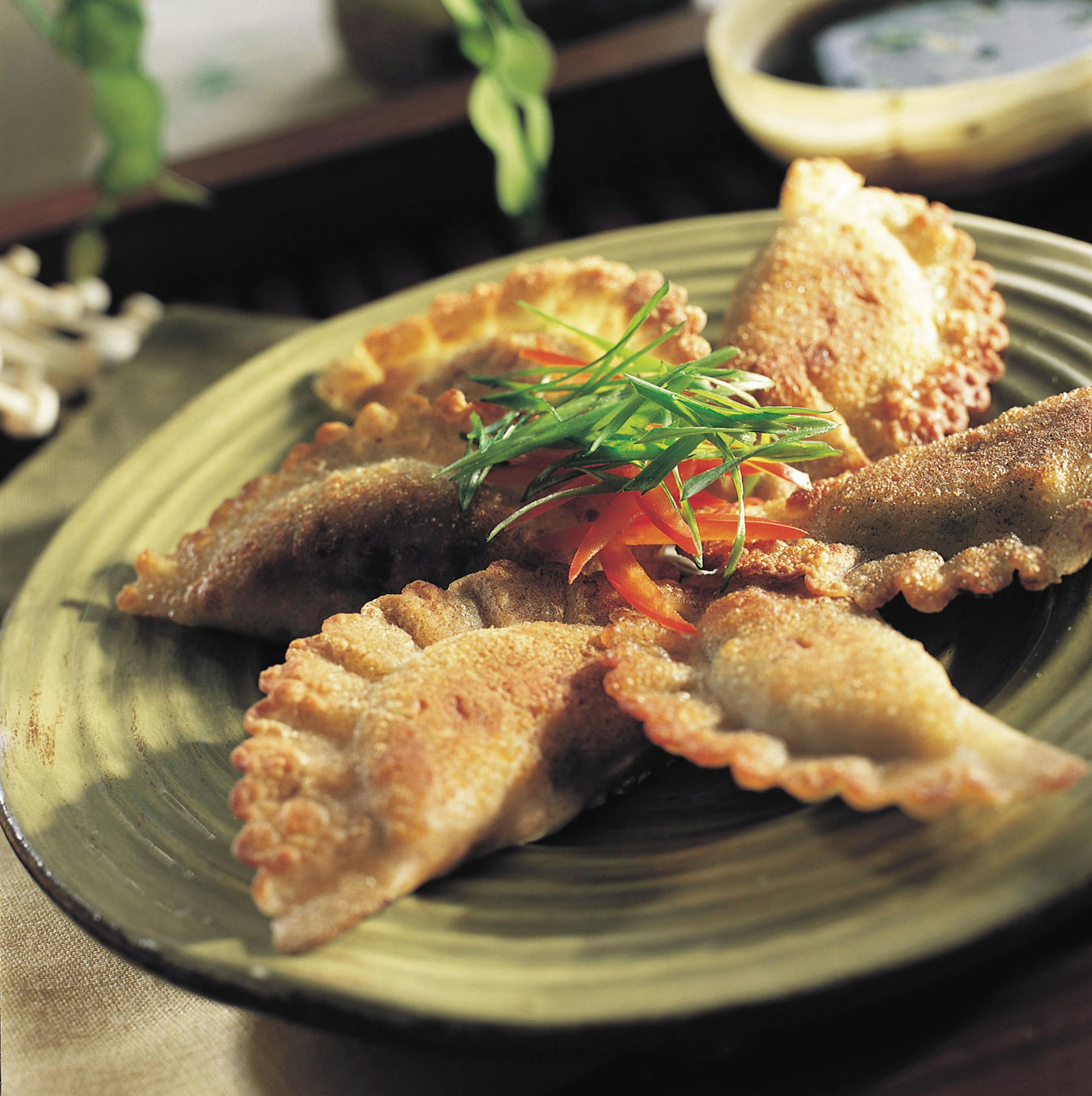 Chicken Gyoza with Wasabi Soy Sauce