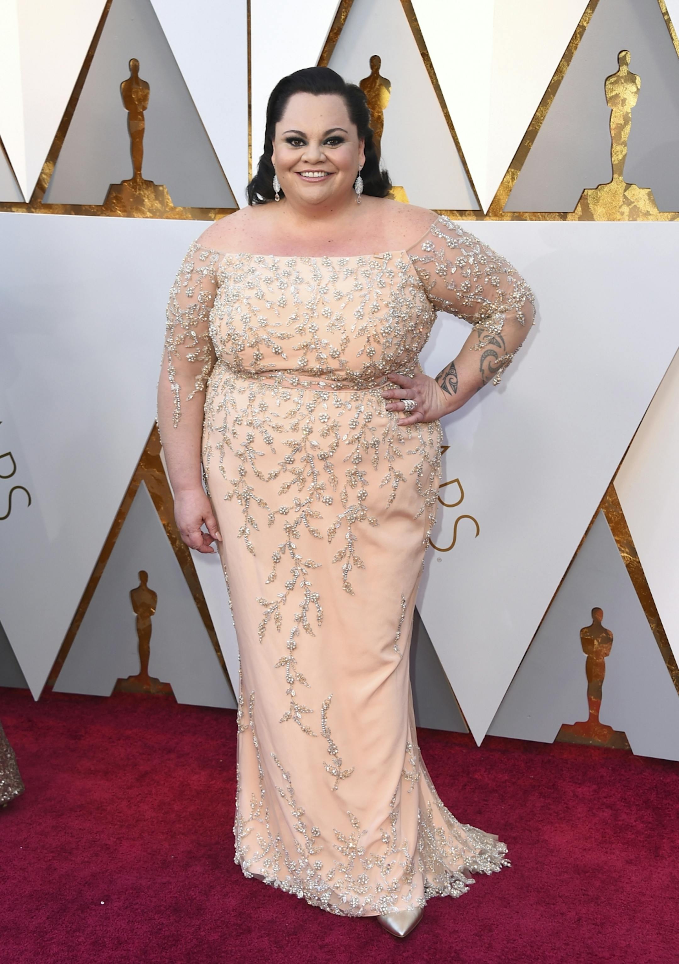 Keala Settle arrives at the Oscars on Sunday, March 4, 2018, at the Dolby Theatre in Los Angeles.