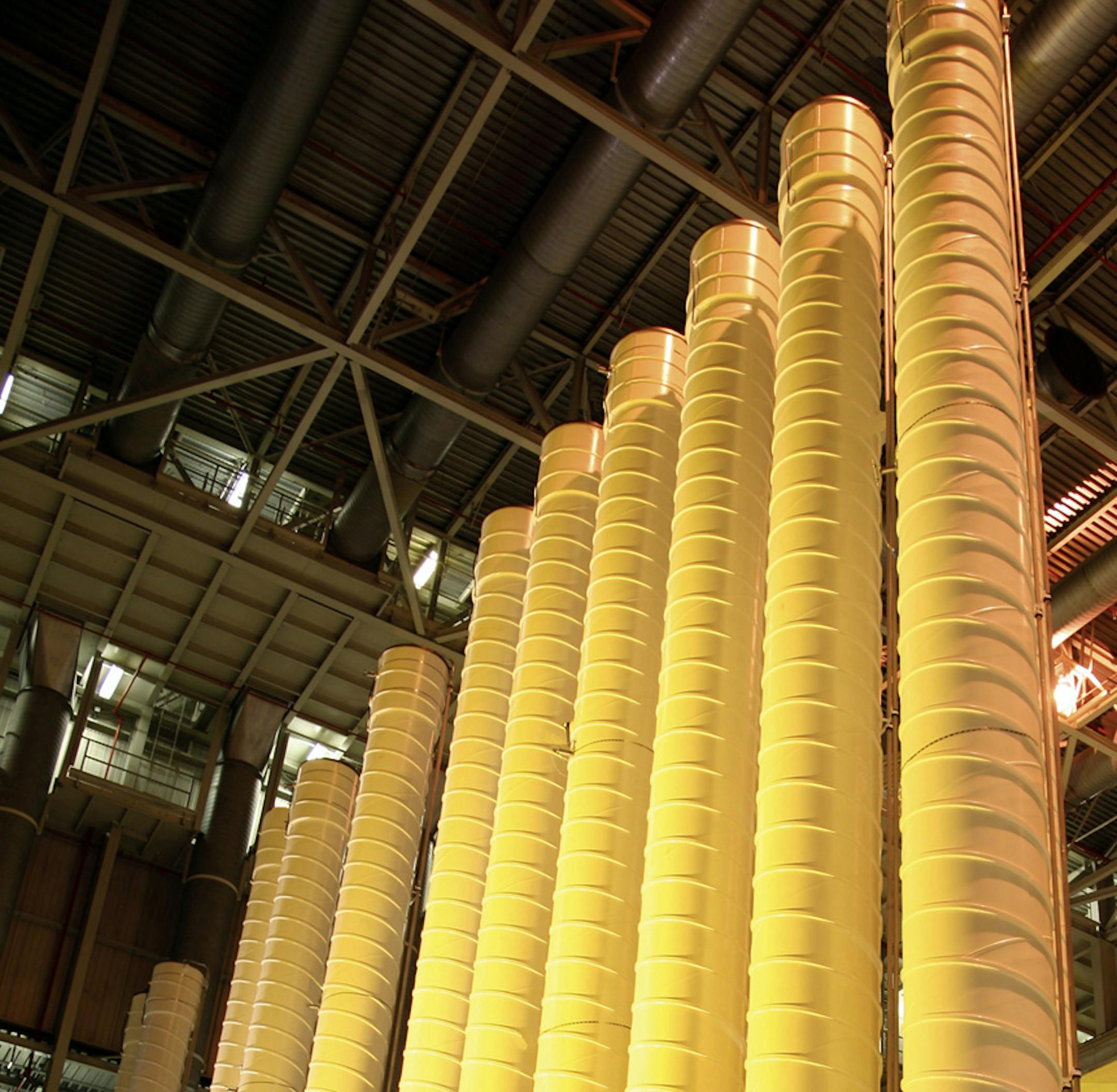 Uranium enrichment centrifuge stacks. July 2008 handout from ATK.