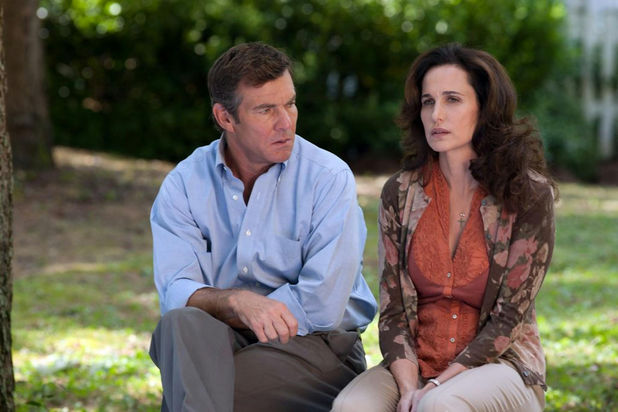 Dennis Quaid plays Rev. Shaw Moore and and Andie MacDowell plays Vi Moore in in "Footloose."