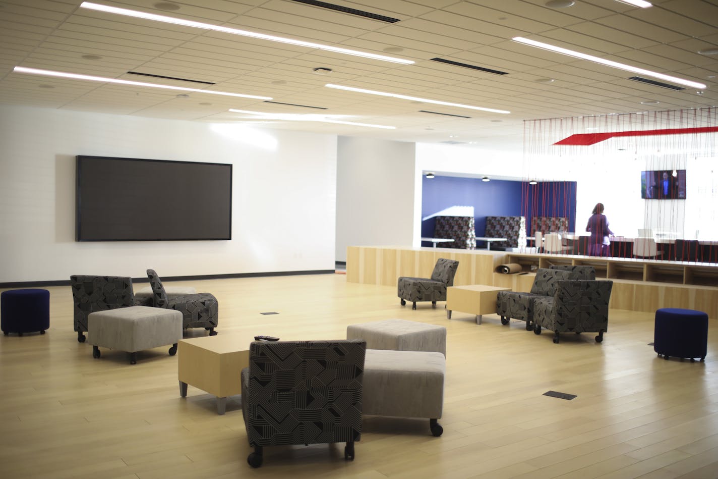 A collaborative work space near a break area in the new Tierney Brothers office. ] JEFF WHEELER &#xef; jeff.wheeler@startribune.com With the help of the St. Paul Port Authority, United Properties built a huge LEED-certified industrial development has been built on the former Midway Stadium site on Energy Park Drive in St. Paul. The space occupied by the first tenant, Tierney Brothers, Inc., was photographed Monday afternoon, December 19, 2016.