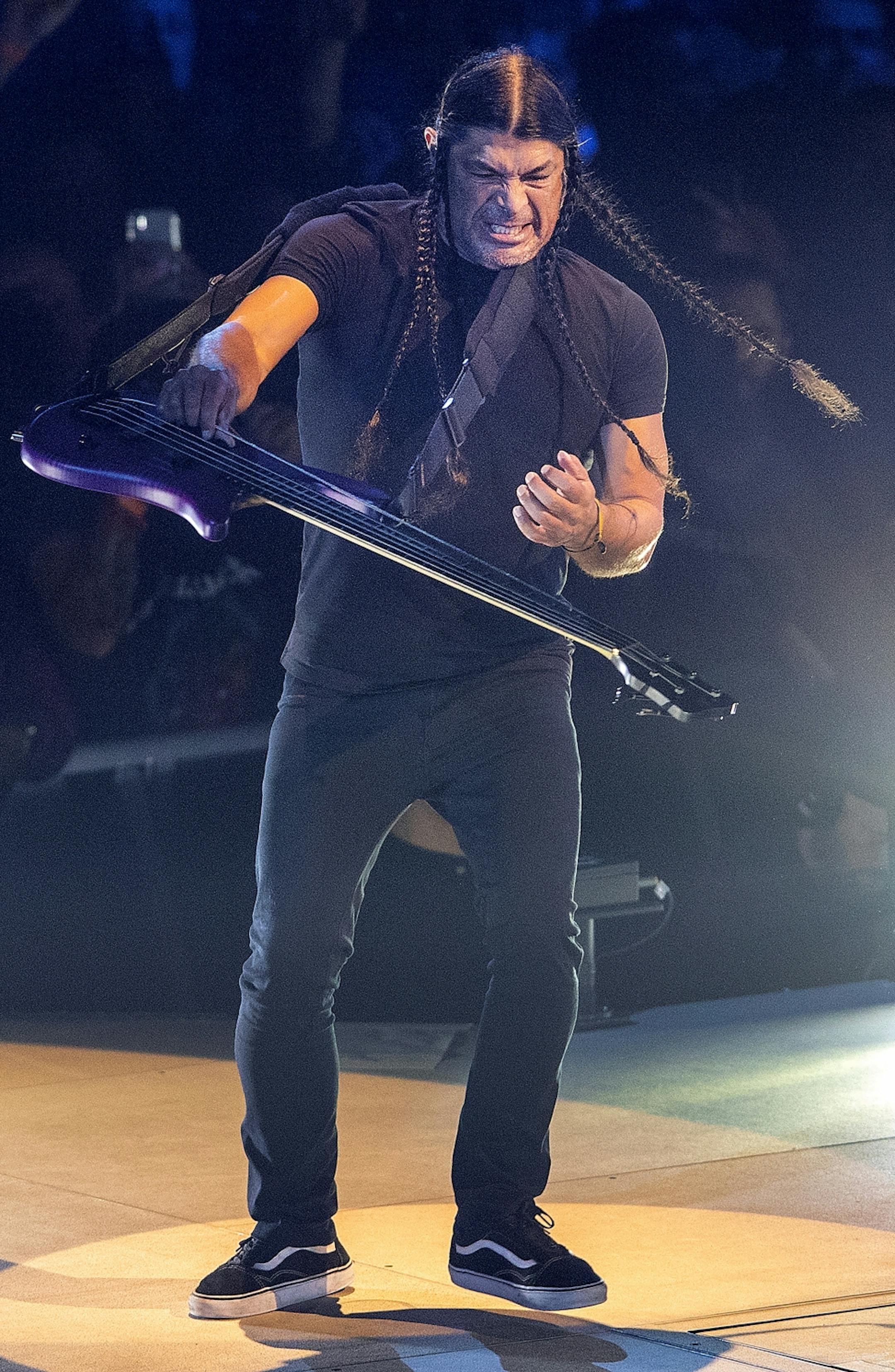Bassist Robert Trujillo of Metallica performed at Target Center.