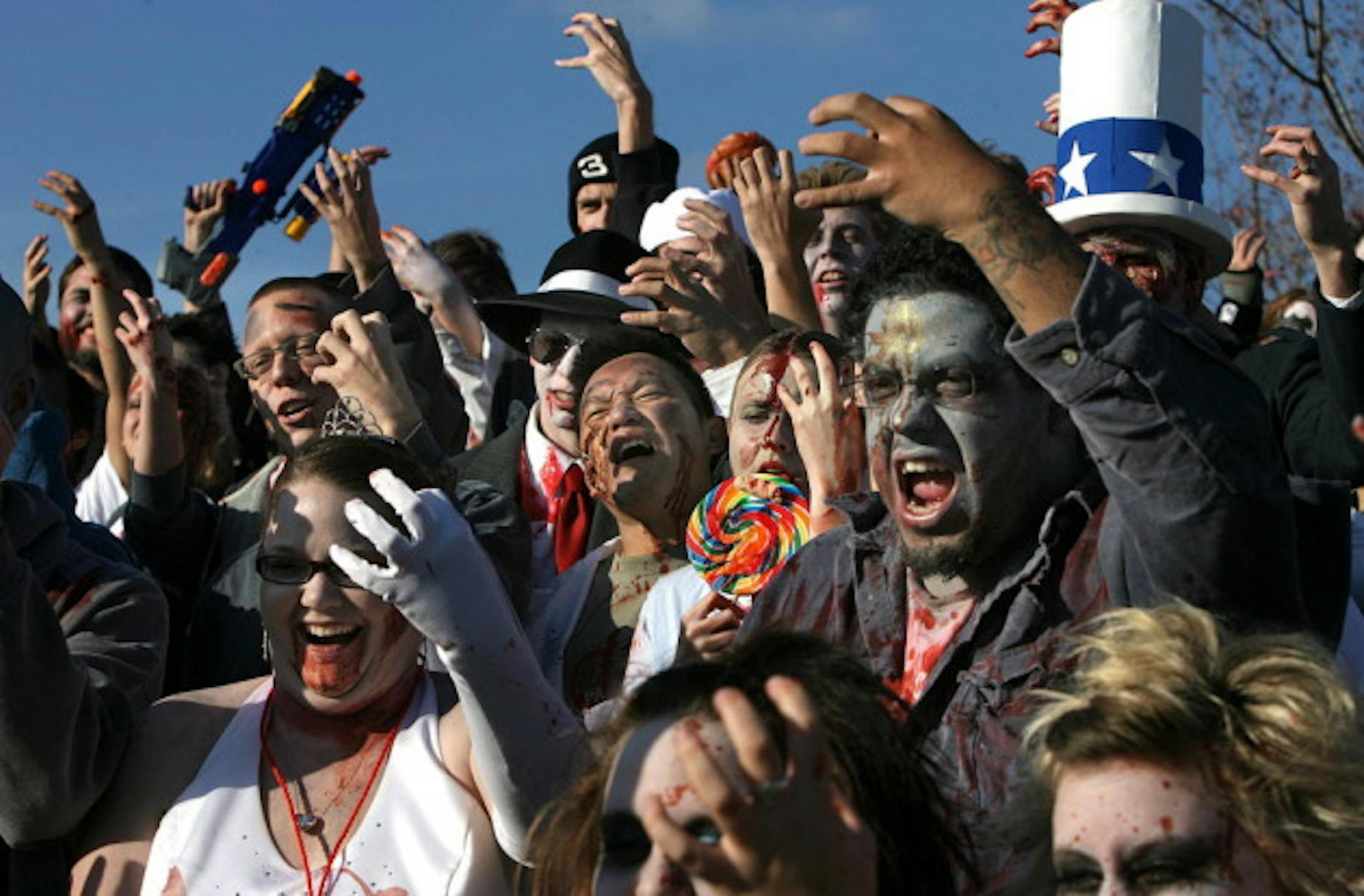 This scene from Zombie Pub Crawls past will rise again Oct. 13. / Jim Gehrz, Star Tribune