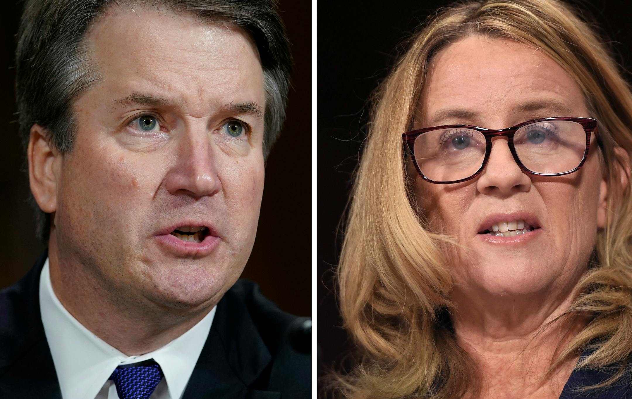 Judge Brett Kavanaugh, left, and Christine Blasey Ford, pictured on the day they each testified before the Senate Judiciary Committee.