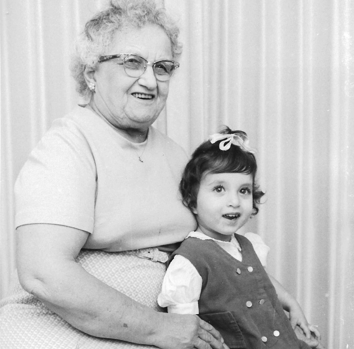 Robin Doroshow, age 3, with Golda Gottlieb, her "bauby" (grandmother).