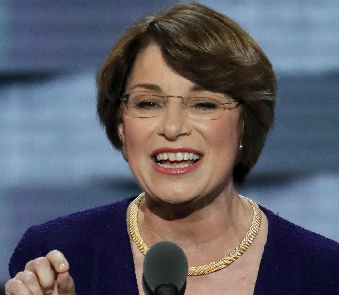 Sen. Amy Klobuchar, D-Minn., speaks during the second day of the Democratic National Convention in Philadelphia , Tuesday, July 26, 2016. (AP Photo/J. Scott Applewhite)