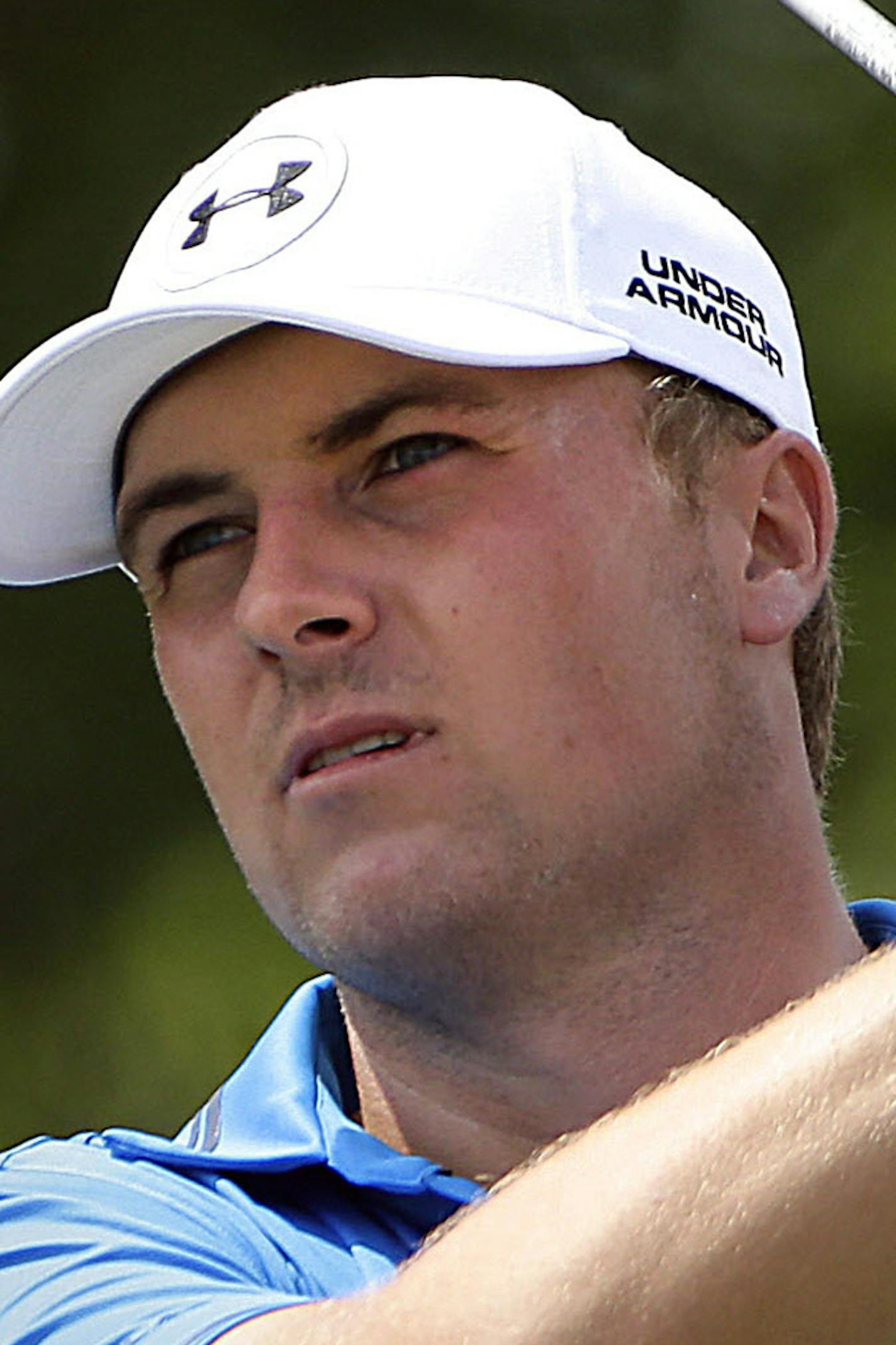 Jordan Spieth watches his tee shot on the first hole during the final round of the PGA Championship on Sunday, Aug. 16, 2015, at Whistling Straits in Haven, Wis. (Rick Wood/Milwaukee Journal Sentinel/TNS)