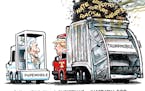 Sack cartoon: Pope Francis and Donald Trump