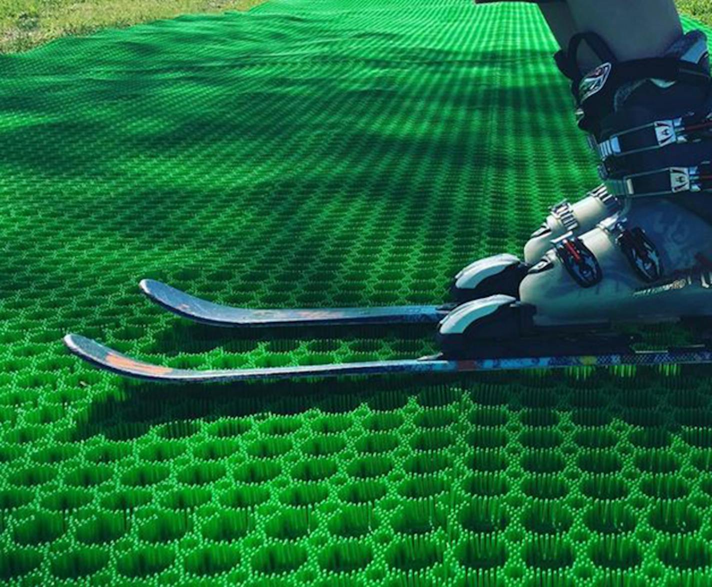 The synthetic mat set to be used at Buck Hill in Burnsville is made by a company called Neveplast in Italy, where organizers traveled last fall for a test round of skiing and boarding. Skiers, coaches and snowboarders at Buck Hill also tested the surface this spring.