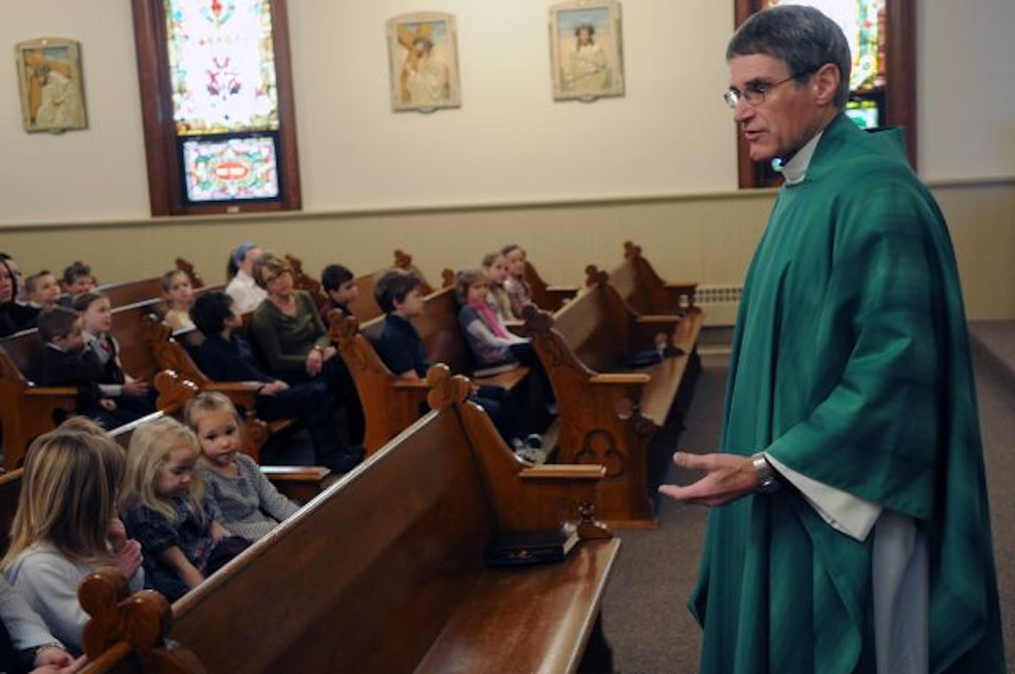 St. Mathias Church and School in Hampton are two united forces for this small and rural community. The school will close and the end of this school year. Father Stan Mader held mass for town folk and the students of the school.