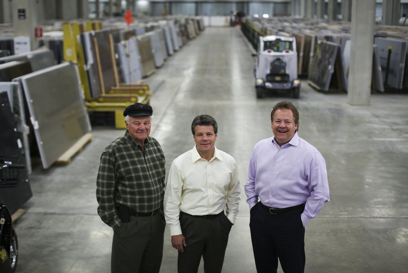 From the left; Mark Davis, chairman of Davis Family Holdings, Mitch Davis, managing partner, and Marty Davis, Present CEO were photographed at the Cambria production plant on Friday, October 17, 2014 in LaSueur, Minn. ] RENEE JONES SCHNEIDER &#x2022; reneejones@startribune.com