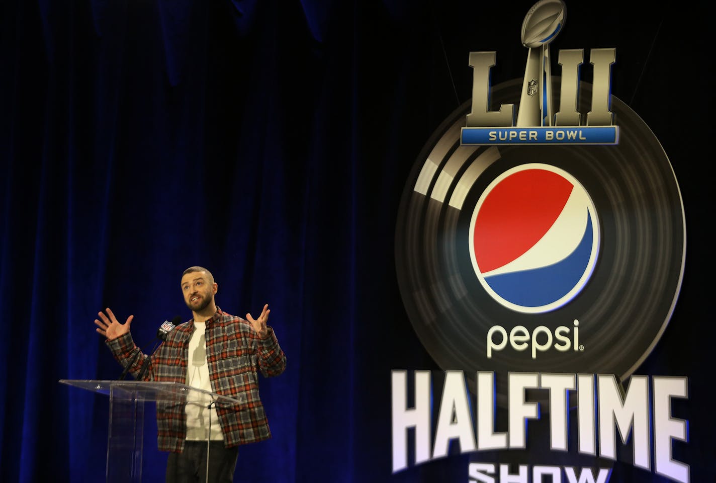 Justin Timberlake previewed his Super Bowl halftime show during a Thursday press conference.