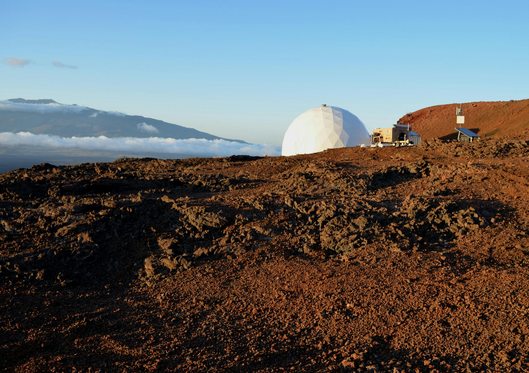 The members of NASA's Hi-Seas team are staying in a dome on the Mauna Loa volcano in Hawaii for the next eight months. Credit Sian Proctor/University of Hawaii at Manoa