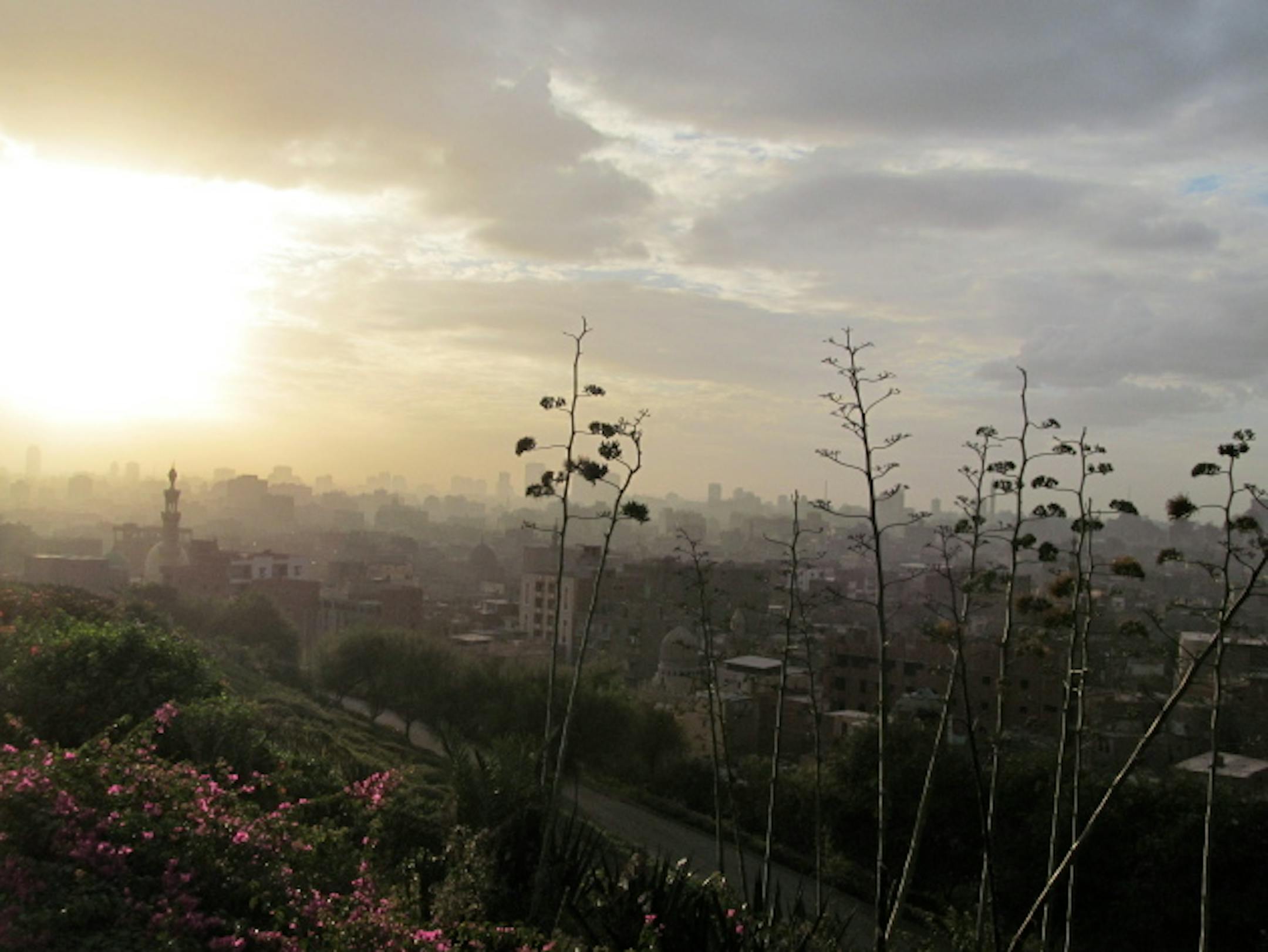 A beautiful sunset view of Cairo from one of the lookouts in the park