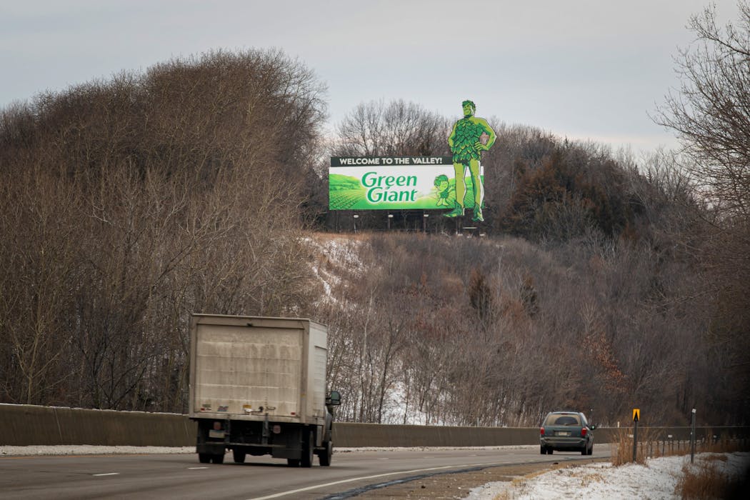The refurbished Green Giant billboard as seen from Hwy. 169.