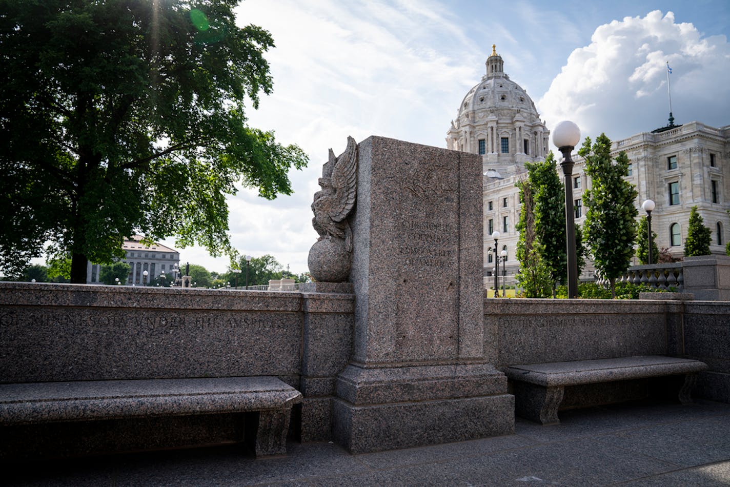 The spot where the Christopher Columbus statue once stood on the Capitol grounds.