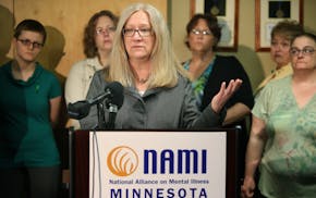 Sue Abderholden, executive director of NAMI Minnesota, spoke Thursday, May 22, 2014, in St. Paul at a press conference regarding the care and treatmen