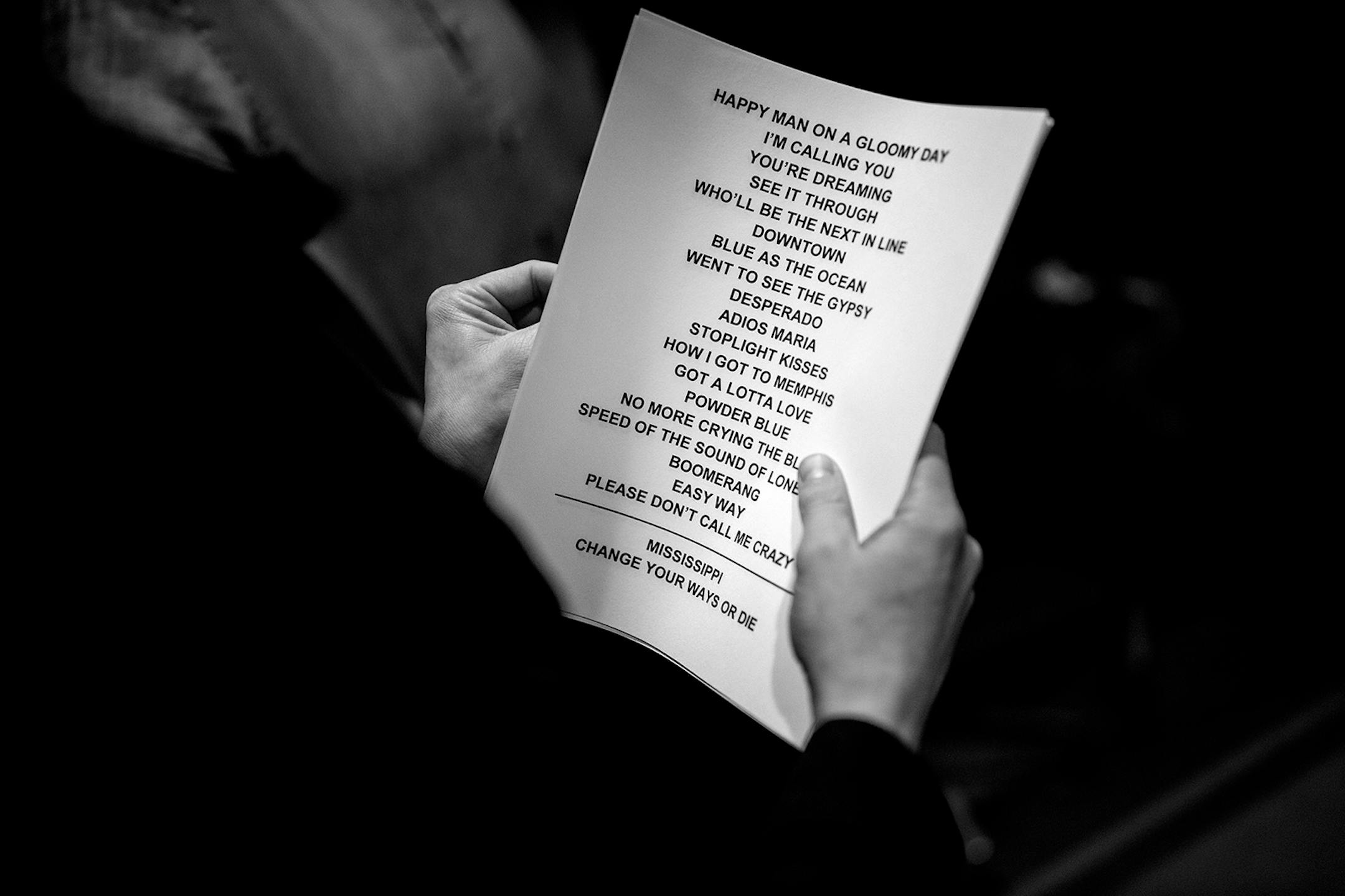 A set list was passed out in the green room before the Cactus Blossoms took the stage at the Turf Club.