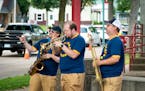 Members of the Jack Brass Band played for folks participating in the Minnesota State Fair Food Parade in the Visitor's Plaza at the corner of Dan Patc