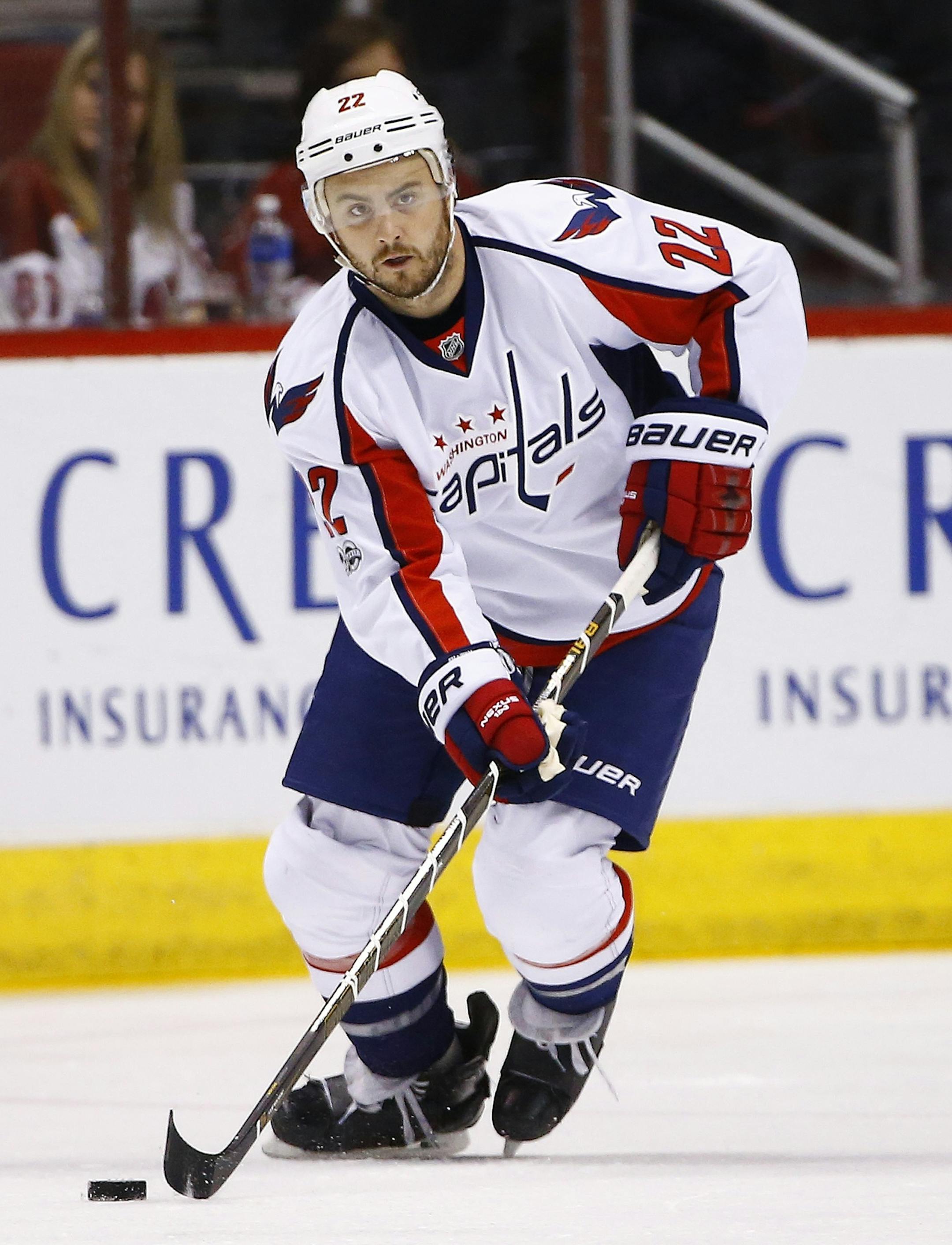 Washington Capitals' Kevin Shattenkirk (22) skates with the puck against the Arizona Coyotes during the first period of an NHL hockey game Friday, March 31, 2017, in Glendale, Ariz. The Coyotes defeated the Capitals 6-3. (AP Photo/Ross D. Franklin)