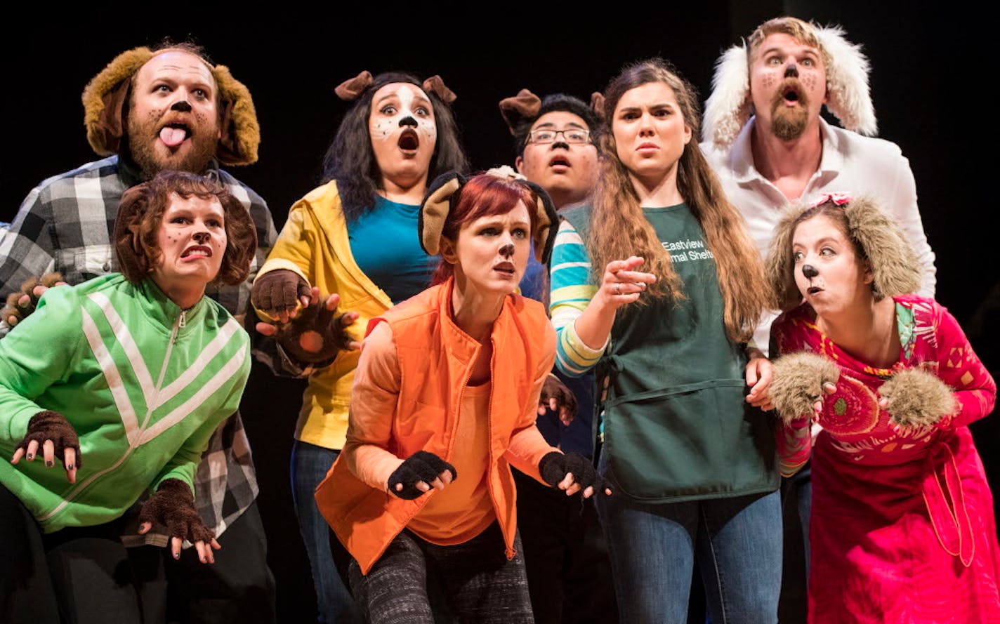 The cast of "The Pound: A Musical for the Dogs" at a Fringe Festival preview at the U's Rarig Center on Monday.