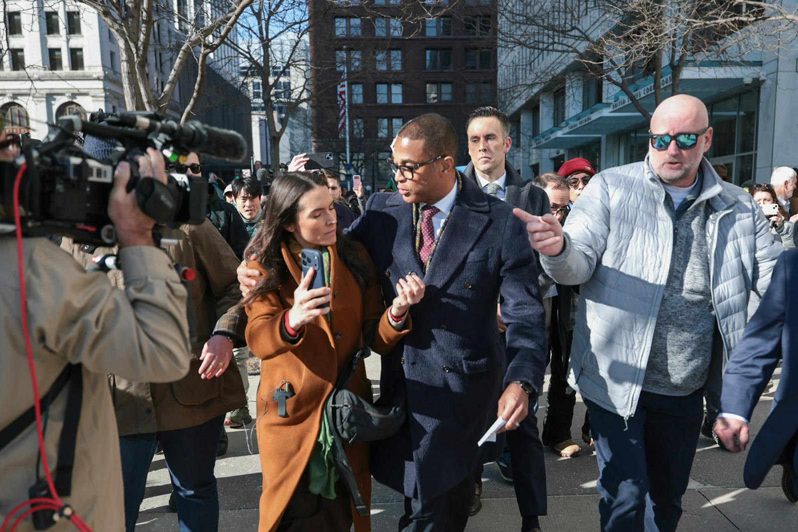 Journalist Don Lemon outside the federal building in St. Paul after an arraignment hearing for charges related to the Cities Church protest on Friday, Feb. 13.