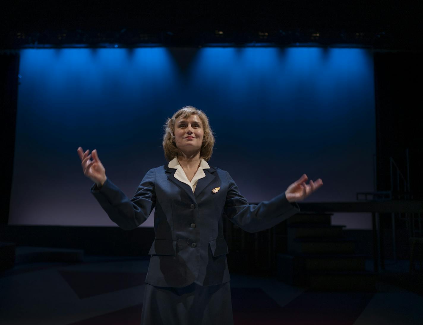 Tracey Maloney in "Stewardess!" stars as Mary Pat Laffey in History Theatre's "Stewardess!"