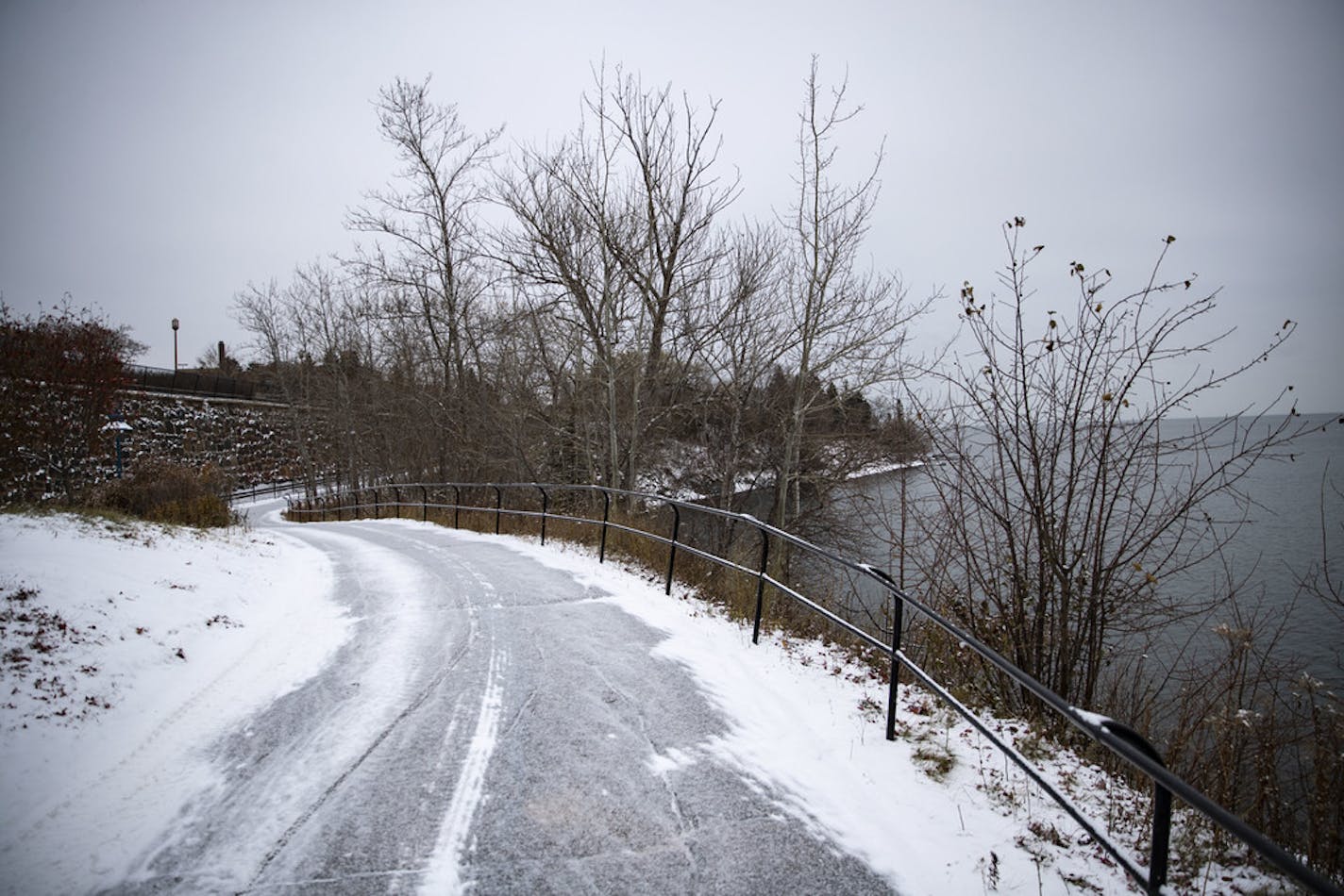 The newly renovated portion of the Lakewalk was recently reopened this past week in Duluth, MN. ]
ALEX KORMANN &#x2022; alex.kormann@startribune.com A portion of the Lakewalk in Duluth, MN recently reopened but there is much storm damage that still needs to be repaired.