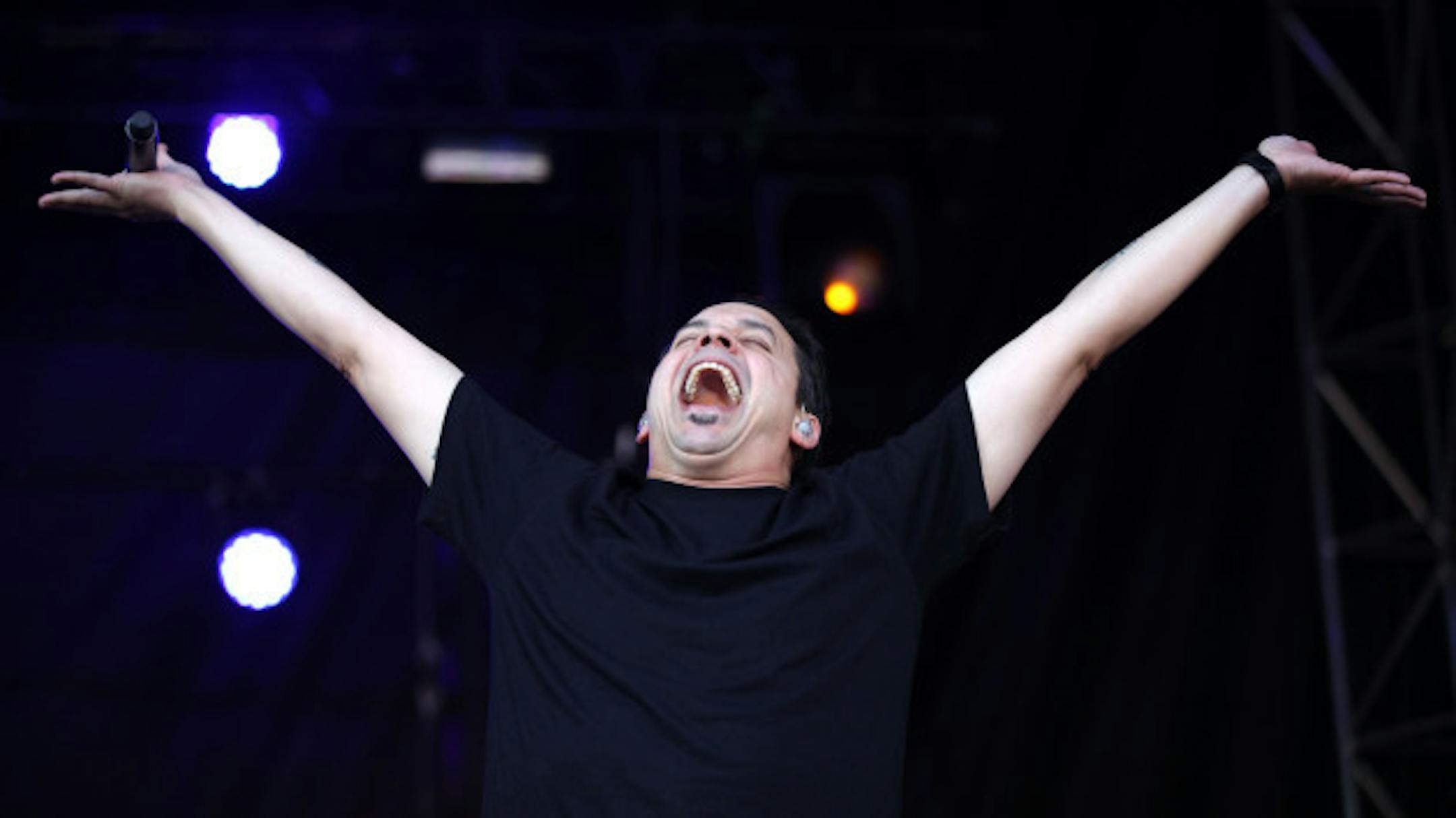 Slug of Atmosphere had plenty to smile about Saturday at TCF Bank Stadium. / Monica Herndon, Star Tribune