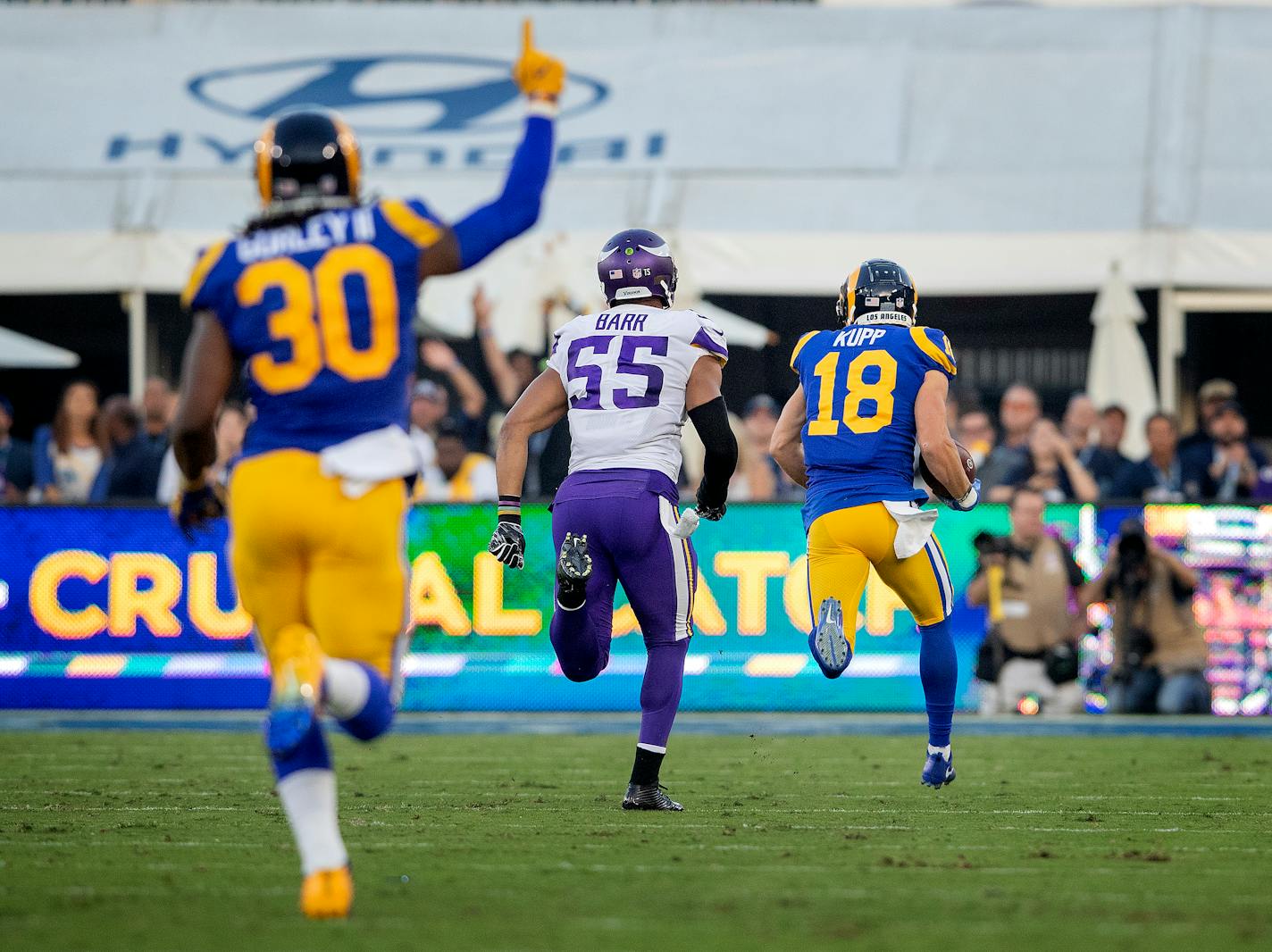 Cooper Kupp caught a 70-yard touchdown pass in the second quarter.