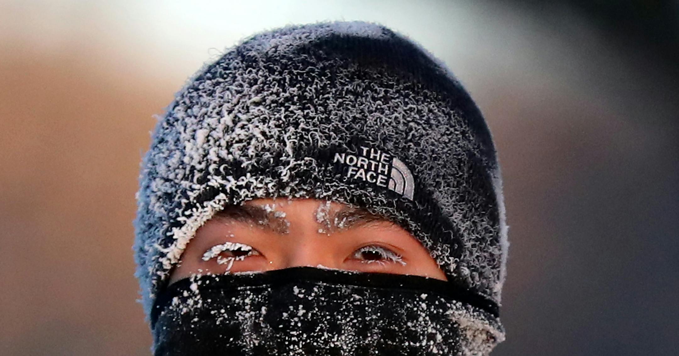 A runner wears the cold on his face Thursday while running along West River Parkway with temps hovering near minus 30 degrees with wind chills Thursday, Feb. 13, 2020, near downtown Minneapolis.