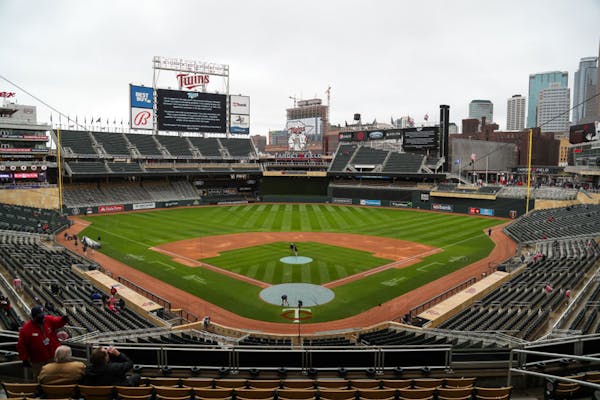 A view of Target Field after a postponement was announced for the game between the Boston Red Sox and Minnesota Twins at Target Field on April 12, 202